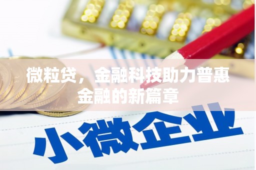 西咸微粒贷，金融科技助力普惠金融的新篇章
