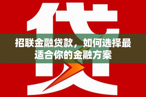西咸招联金融贷款，如何选择最适合你的金融方案