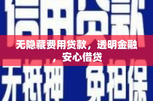 西咸无隐藏费用贷款，透明金融，安心借贷