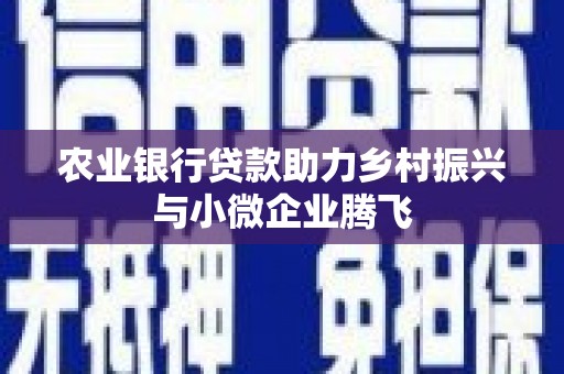 西咸农业银行贷款助力乡村振兴与小微企业腾飞