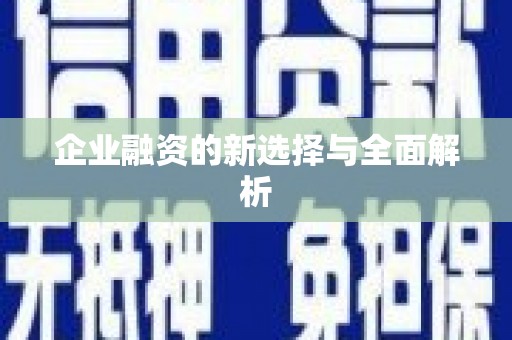 西咸企业融资的新选择与全面解析